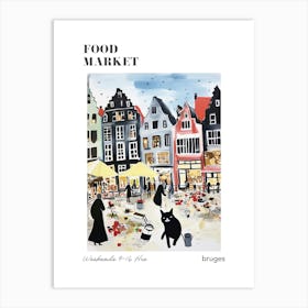 The Food Market In Bruges 2 Illustration Poster Art Print