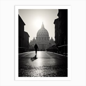 Rome, Italy, Mediterranean Black And White Photography Analogue 4 Art Print