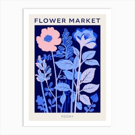 Blue Flower Market Poster Peony 1 Art Print