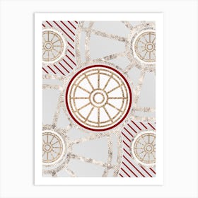 Geometric Abstract Glyph in Festive Gold Silver and Red n.0046 Art Print