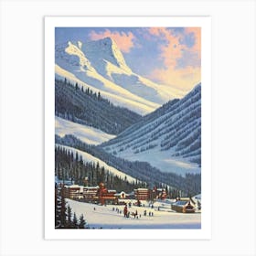 Les Arcs, France Ski Resort Vintage Landscape 1 Skiing Poster Art Print