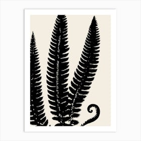 Fern Leaves in Black, Farmhouse Botanical 3 Art Print