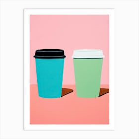 Two Colourful Take Away Coffee Cups Art Print