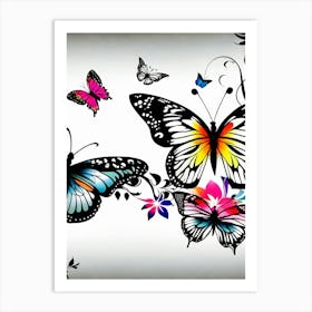 Butterflies And Flowers 11 Art Print