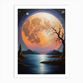 Bright Moonlight Over Water Art Print