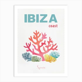 Ibiza Coast Reiseposter, Korallen Sommer Kunst Art Print