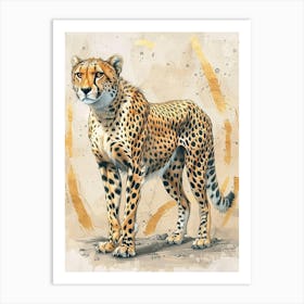 Cheetah Precisionist Illustration 3 Art Print