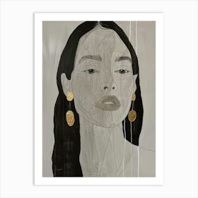 'A Woman With Gold Earrings' Art Print