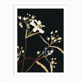 Neon Flowers On Black Babys Breath 6 Art Print