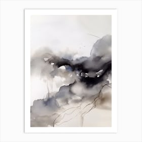 Watercolour Abstract Black And White 3 Art Print