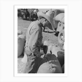 Untitled Photo, Possibly Related To Rice Workers Painting Identification Marks On Sacks Of Rice, Crowley, Louisiana By Art Print