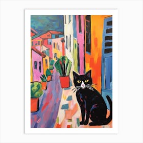 Painting Of A Cat In Catania Italy Art Print