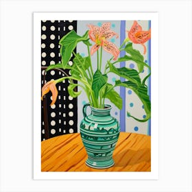 Flowers In A Vase Still Life Painting Gloriosa Lily 1 Art Print