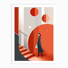 Her Timeless Melody: Minimalist Woman's Grace Art Print