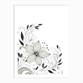 Elegant Black and White Floral Design 1 Art Print