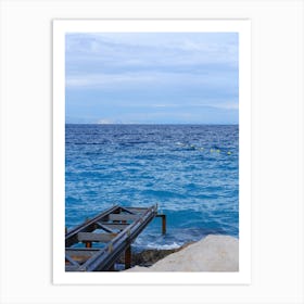 Pier Water Sea Blue Vertical Photo Photography Sky Living Room Bedroom Travel Art Print