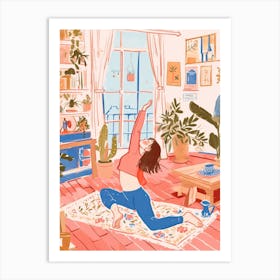 Girl Yoga Lo Fi Kawaii Illustration 2 Art Print