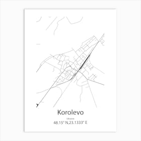 Korolevo,Ukraine Minimalist Map Art Print