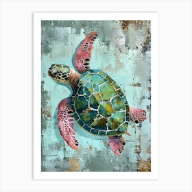 Textured Brushstrokes Of A Sea Turtle 1 Art Print