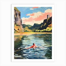 Wild Swimming At River Conwy Wales 1 Art Print