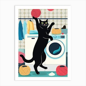 Cat In The Laundry Room Art Print