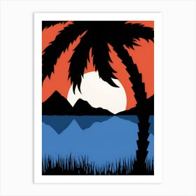 Sunset Palm Tree Art Print