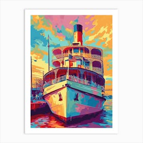 Steamboat Natchez Retro Pop Art 2 Art Print