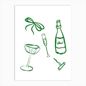 Doodles Of Champagne And Wine Art Print