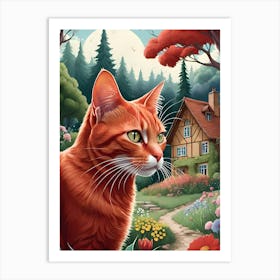 Cat In The Garden Art Print