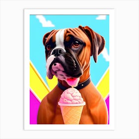 Boxer Dog With Ice Cream 2 Art Print