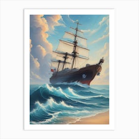 Sailing Ship On The Ocean Art Print