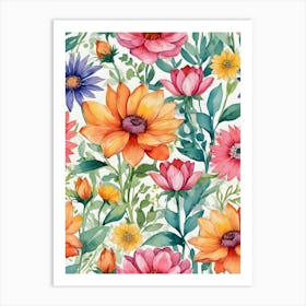 Watercolor Flowers 3 Art Print