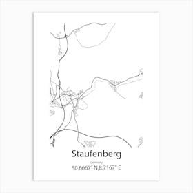 Staufenberg,Germany Minimalist Map Art Print