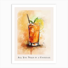 All You Need Is A Cocktail Tile Poster 8 Art Print