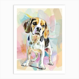 Pastel Beagle Dog Watercolour Line Illustration 3 Art Print