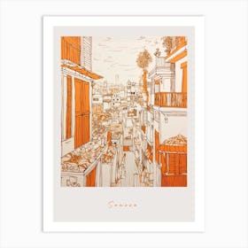 Sousse Tunisia Orange Drawing Poster Art Print