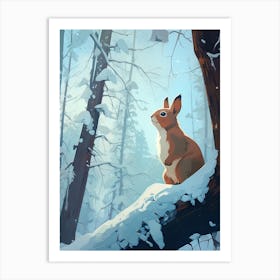 Winter Red Squirrel 1 Illustration Art Print