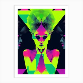 Green, bright, woman, "Social Media" Art Print