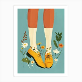 Yellow And Pink Flower Shoes 3 Art Print