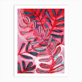 Pink And Red Botanical Print Two Art Print
