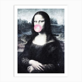 Mona Lisa Blowing Bubblegum Art Print