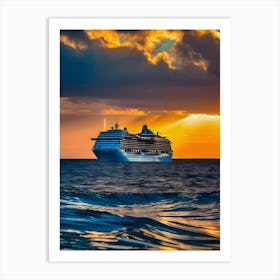 Cruise Ship At Sunset-Reimagined 1 Art Print