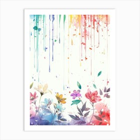 Watercolor Background With Flowers Art Print