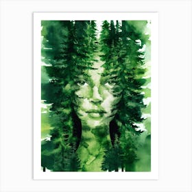 Woman In The Forest Art Print