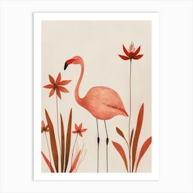 Chilean Flamingo Bromeliads Minimalist Illustration 2 Art Print