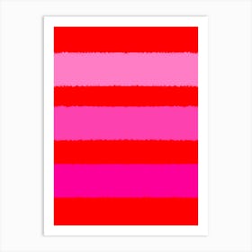 Pink And Red Painterly Stripes Art Print