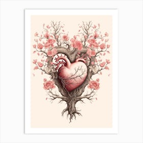 Blush Pink Floral Tree Heart Vintage  5 Art Print