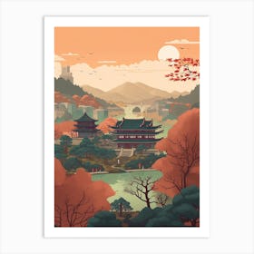 Seoul South Korea Travel Illustration 2 Art Print