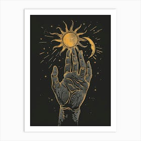 Hand Holding The Sun Art Print