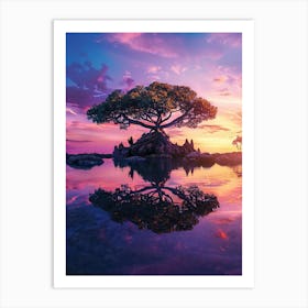 Lone Tree At Sunset Art Print